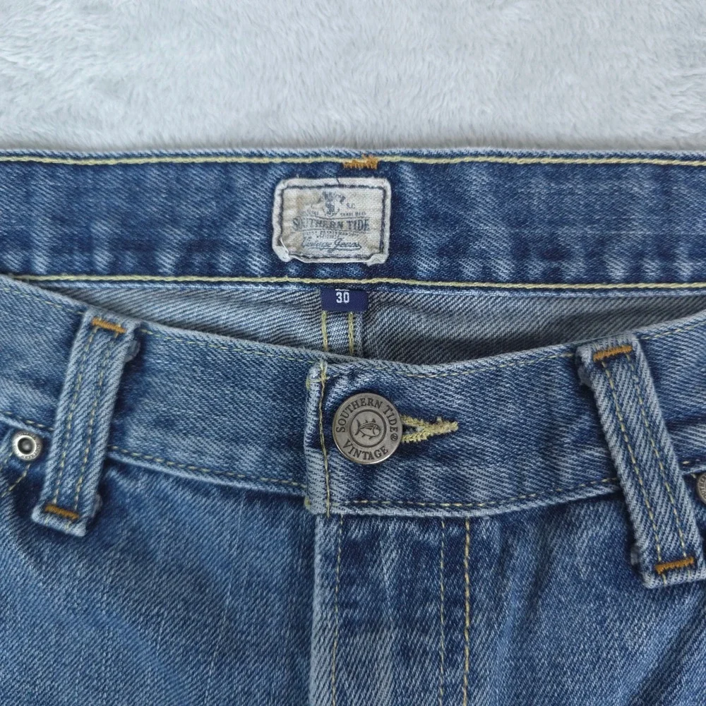 Southern Tide Vintage Jeans Mens 34x30 Blue 100% Cotton Straight Leg Denim